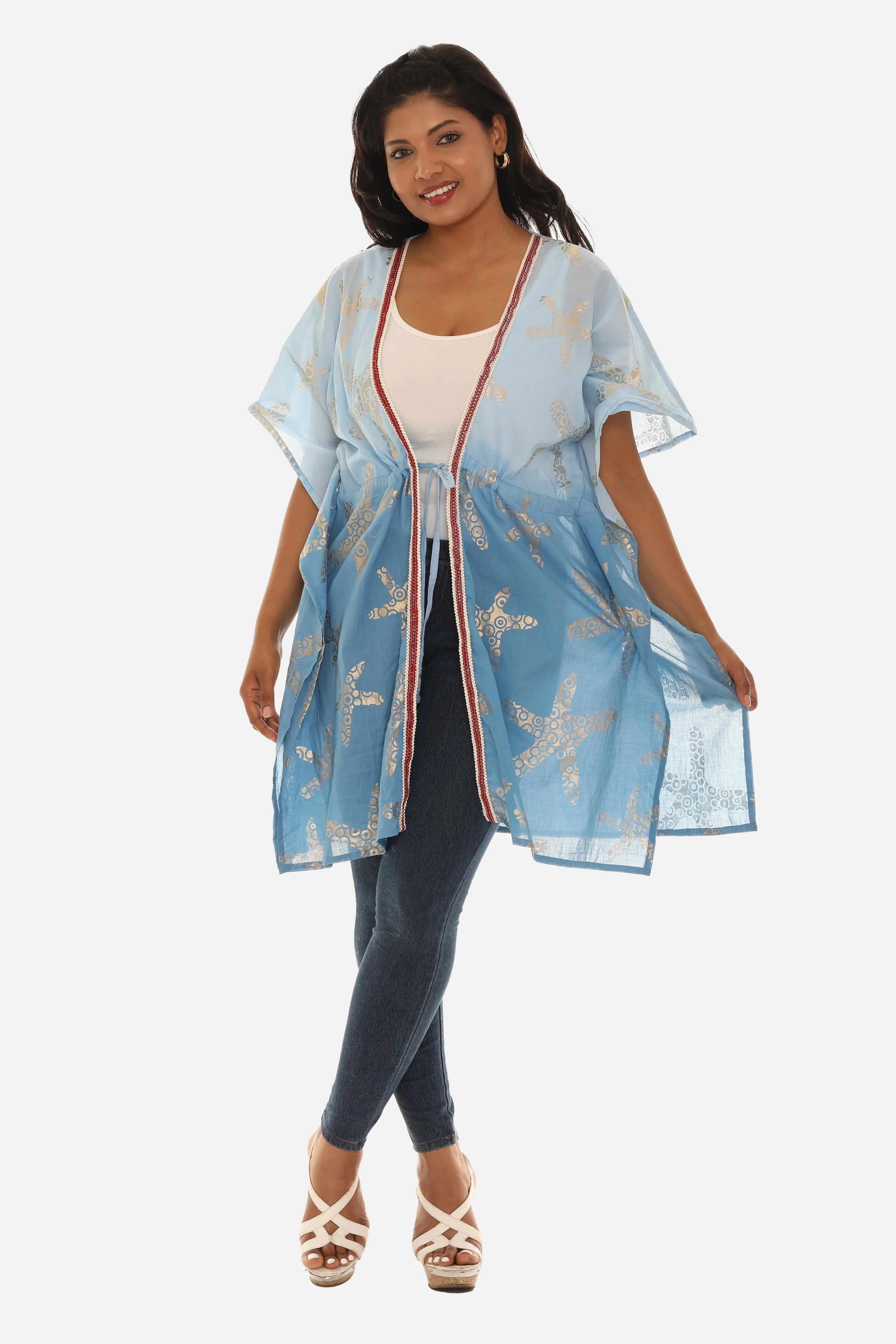 Women's Double Tone Short kimono/Cover-Up