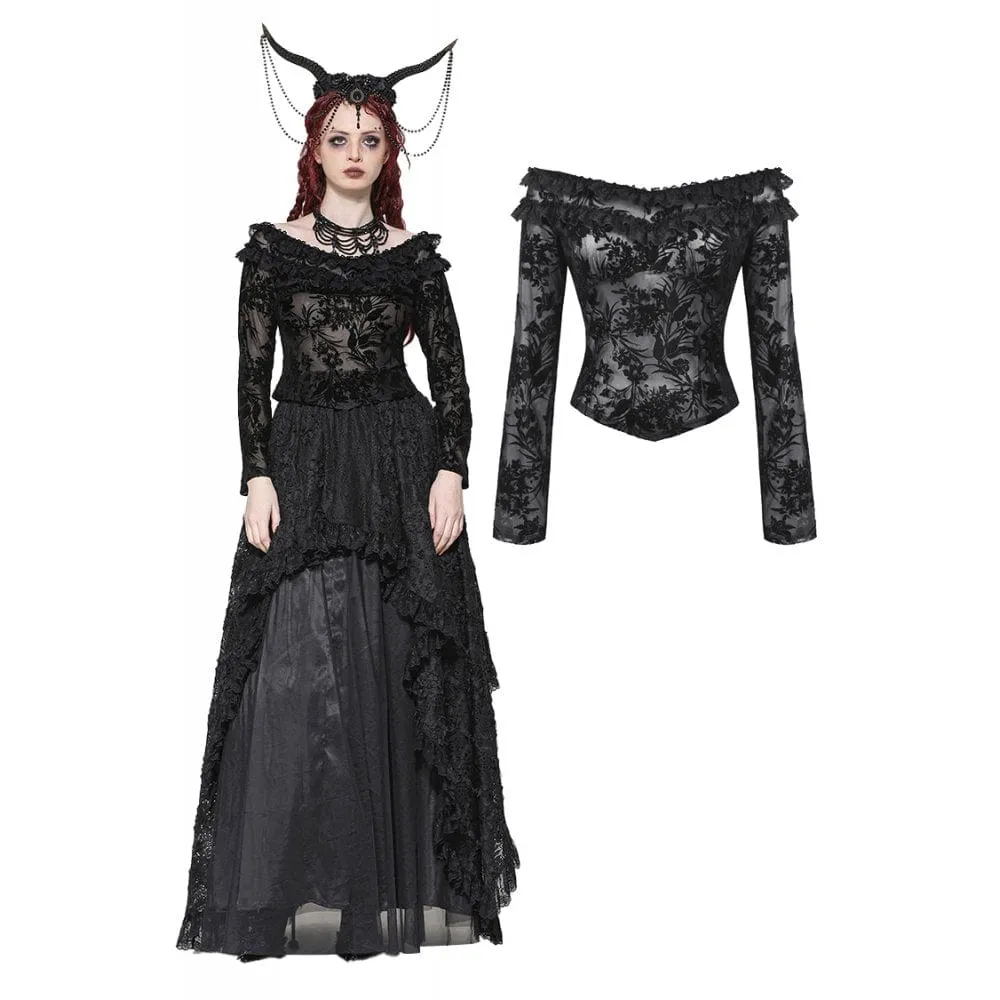 Women's Gothic Layered Ruffled Lace Shirt