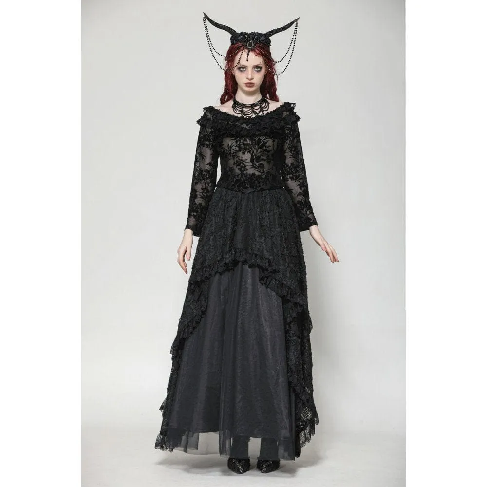 Women's Gothic Layered Ruffled Lace Shirt