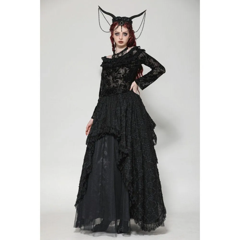 Women's Gothic Layered Ruffled Lace Shirt