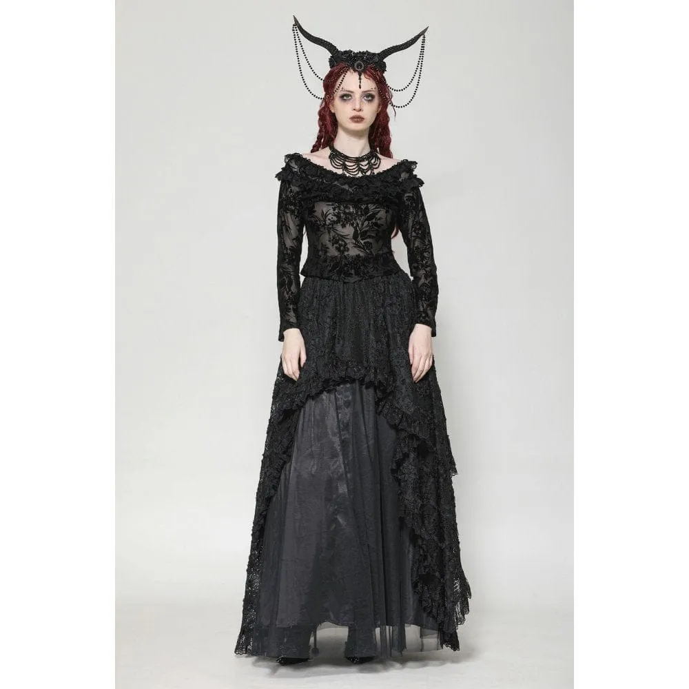 Women's Gothic Layered Ruffled Lace Shirt