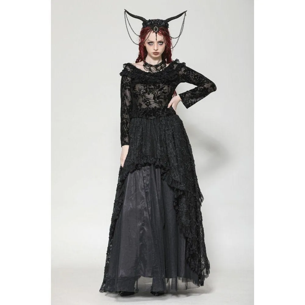 Women's Gothic Layered Ruffled Lace Shirt